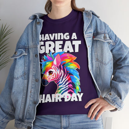 Limited Edition Having a Great Hair Day Rainbow Zebra Unisex Cotton Tee